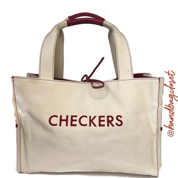 Kate Spade New York Mason Long Handles "TIC TAC TOE" "CHECKERS" Canvas Game Tote - Picture 5 of 16